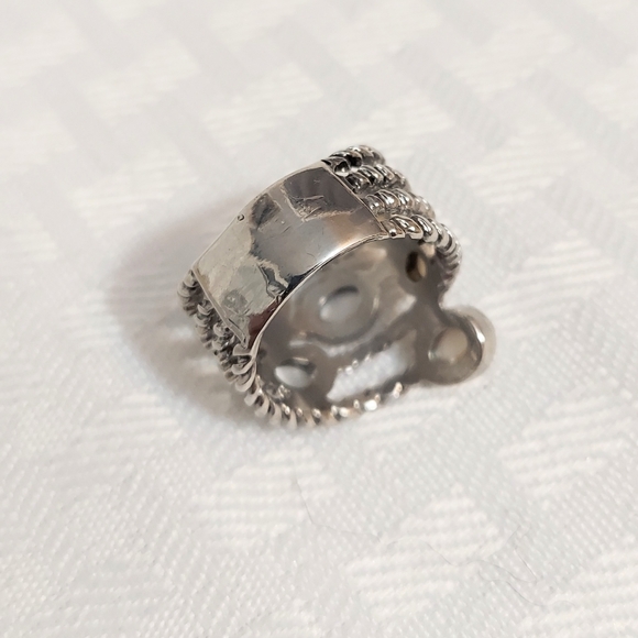 Wrapped Silver Colored White Accent Fashion Ring - Picture 5 of 5